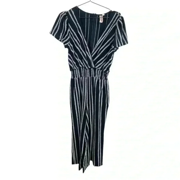 Anthropologie Dolan Navy Striped Canovas Cotton Wide Leg‎ Jumpsuit - Picture 1 of 8